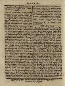 Ankündigung des „academischen Magistrats“ vom 1. September 1735